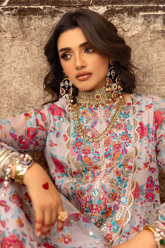 Charizma Embroidered Multi Floral Luxury Chiffon 3 piece Unstitched