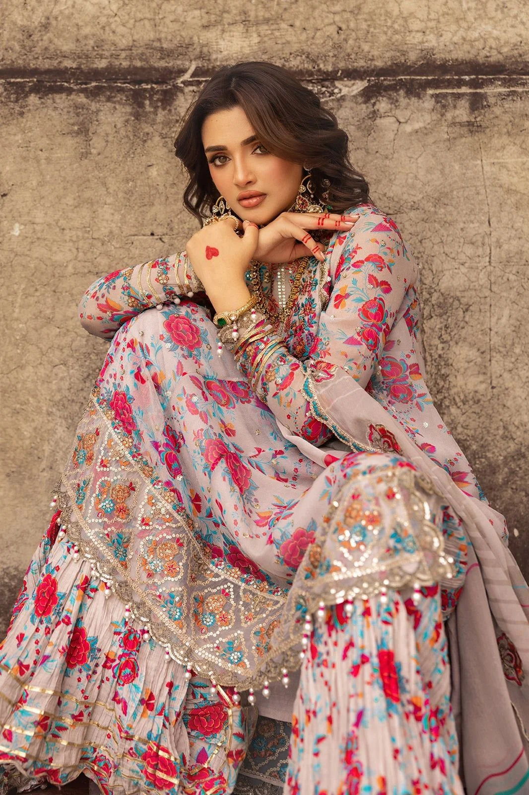 Charizma Embroidered Multi Floral Luxury Chiffon 3 piece Unstitched