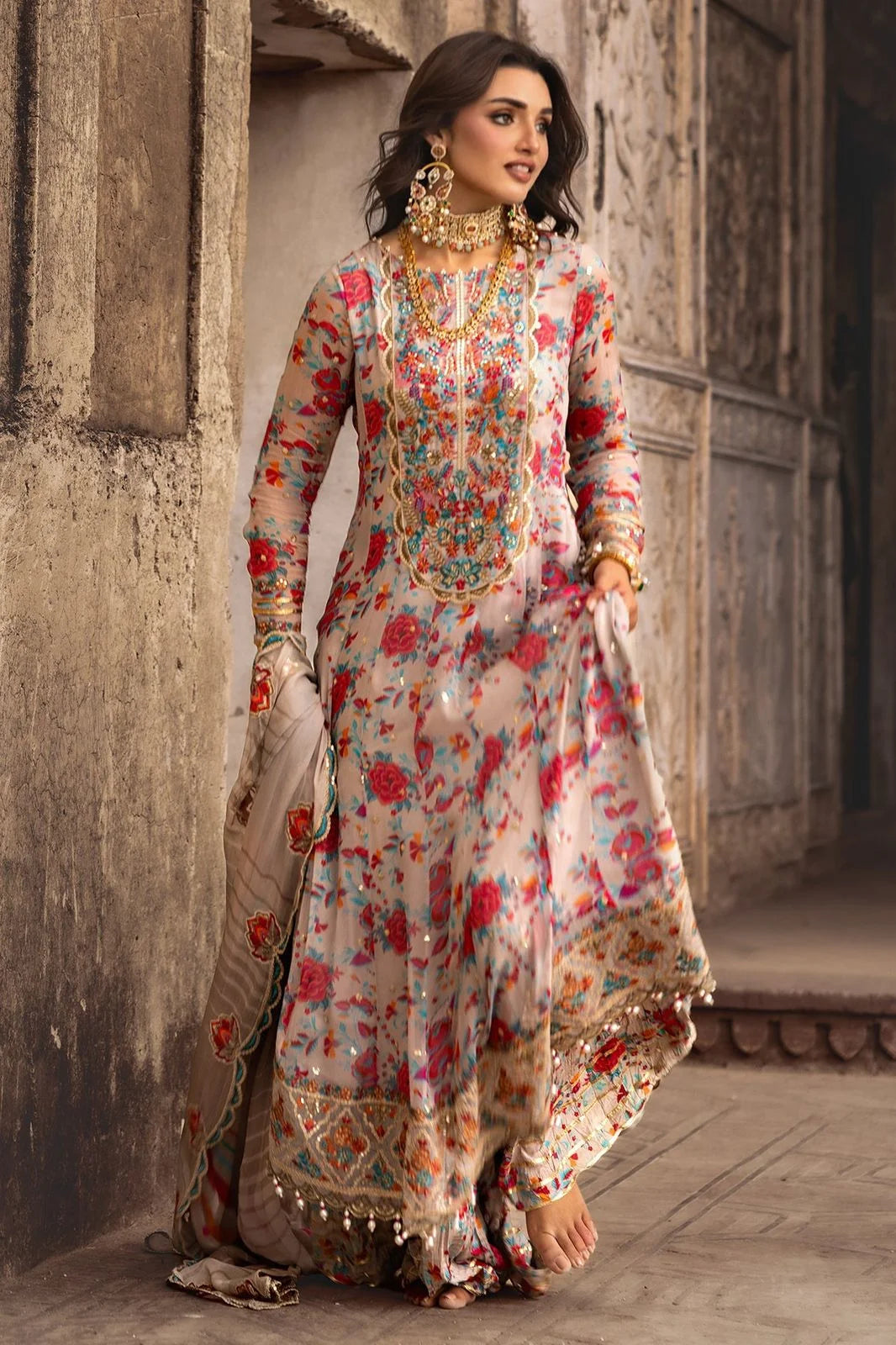 Charizma Embroidered Multi Floral Luxury Chiffon 3 piece Unstitched