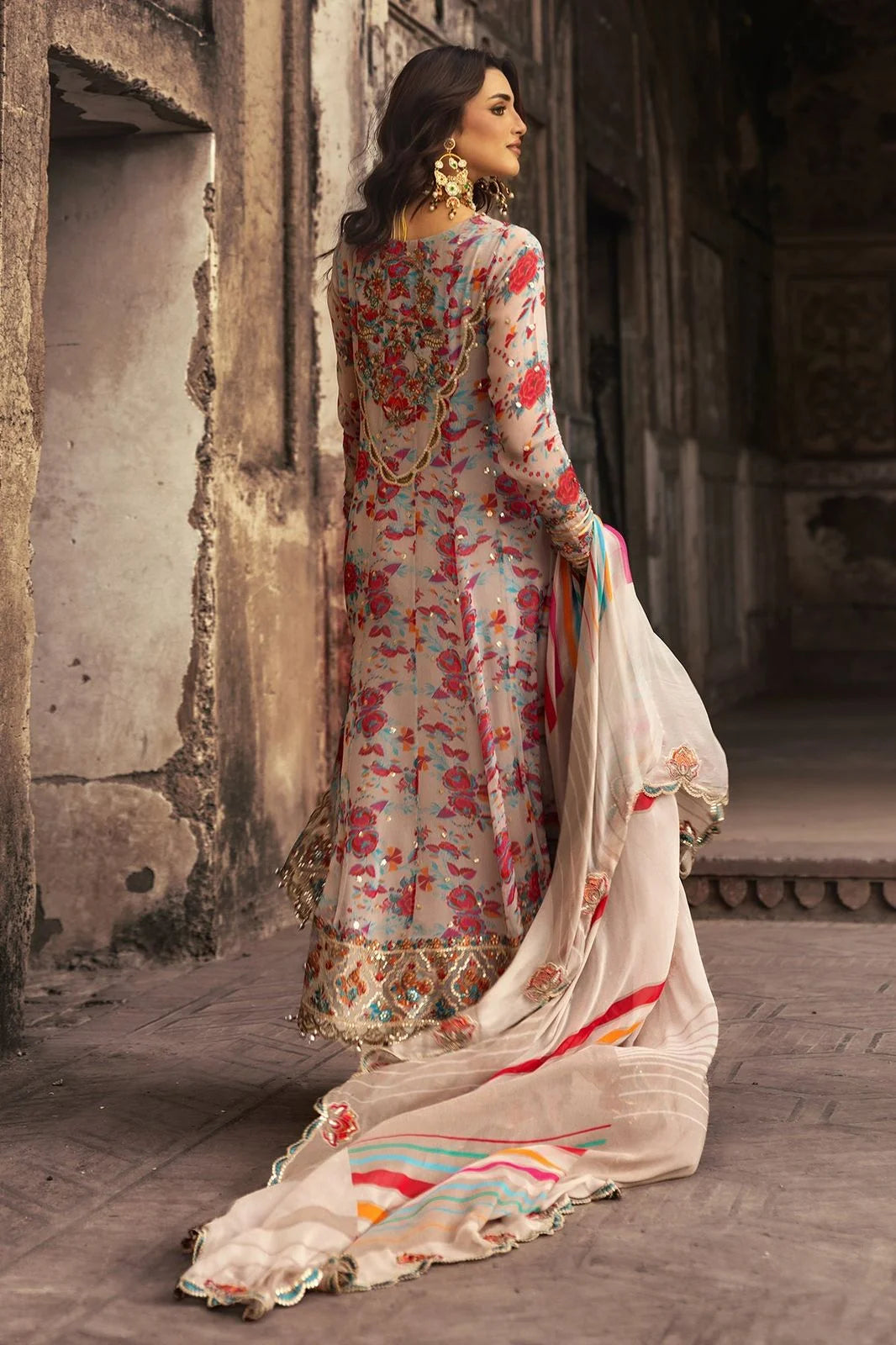 Charizma Embroidered Multi Floral Luxury Chiffon 3 piece Unstitched