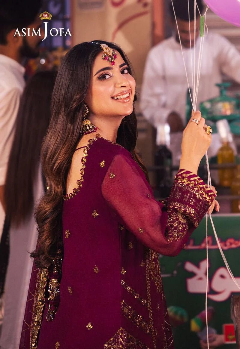 Asim Jofa Embroidered Luxury Chiffon 3 Piece Unstitched