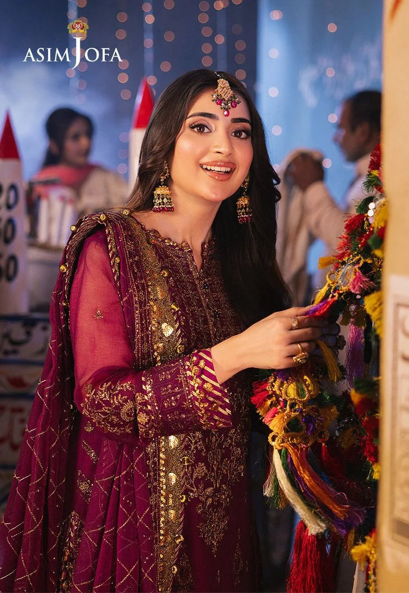 Asim Jofa Embroidered Luxury Chiffon 3 Piece Unstitched