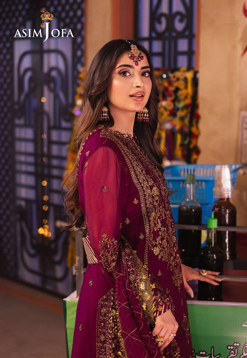 Asim Jofa Embroidered Luxury Chiffon 3 Piece Unstitched