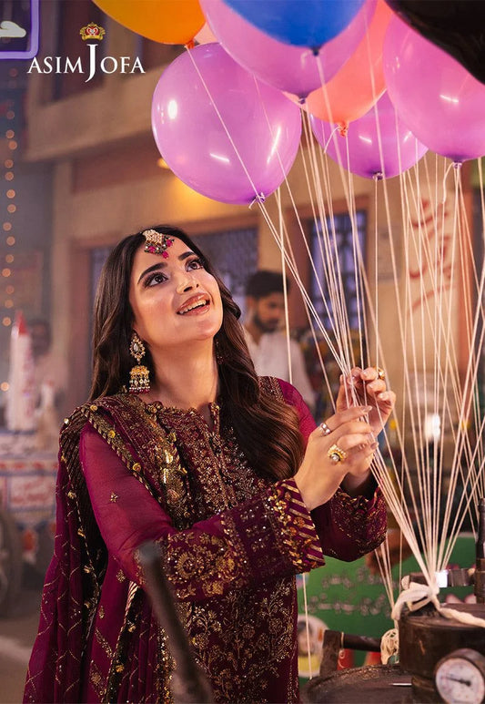 Asim Jofa Embroidered Luxury Chiffon 3 Piece Unstitched
