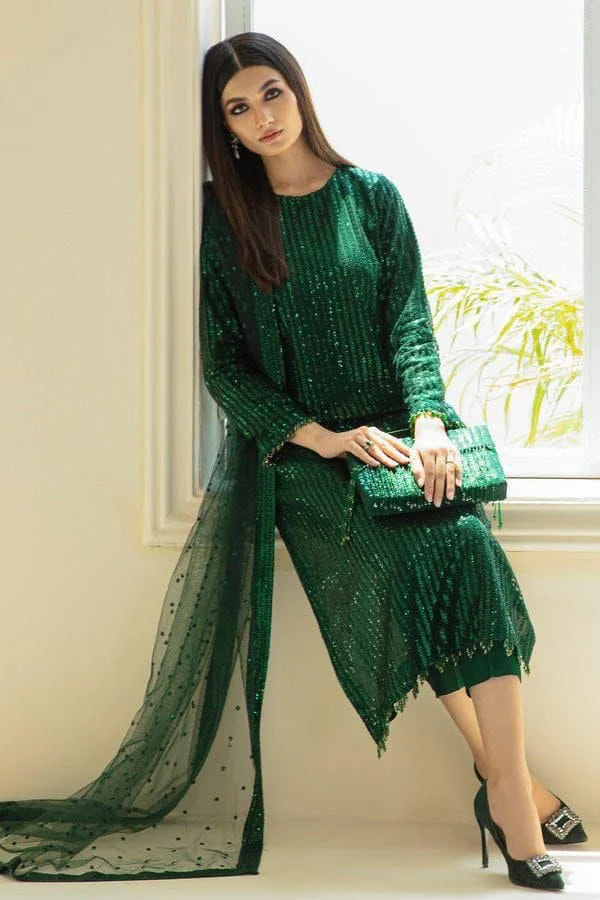 Baroque Luxury Chiffon Embroidered Dress 3 Piece Unstitched
