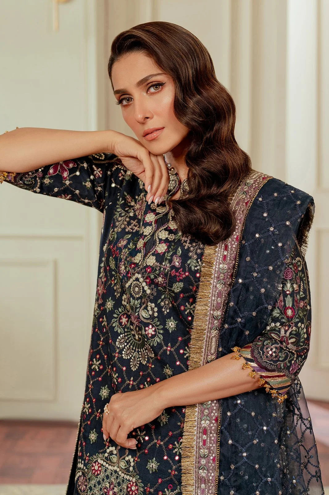 Baroque Chantelle Luxury Raw silk Embroidered 3 Piece Unstitched