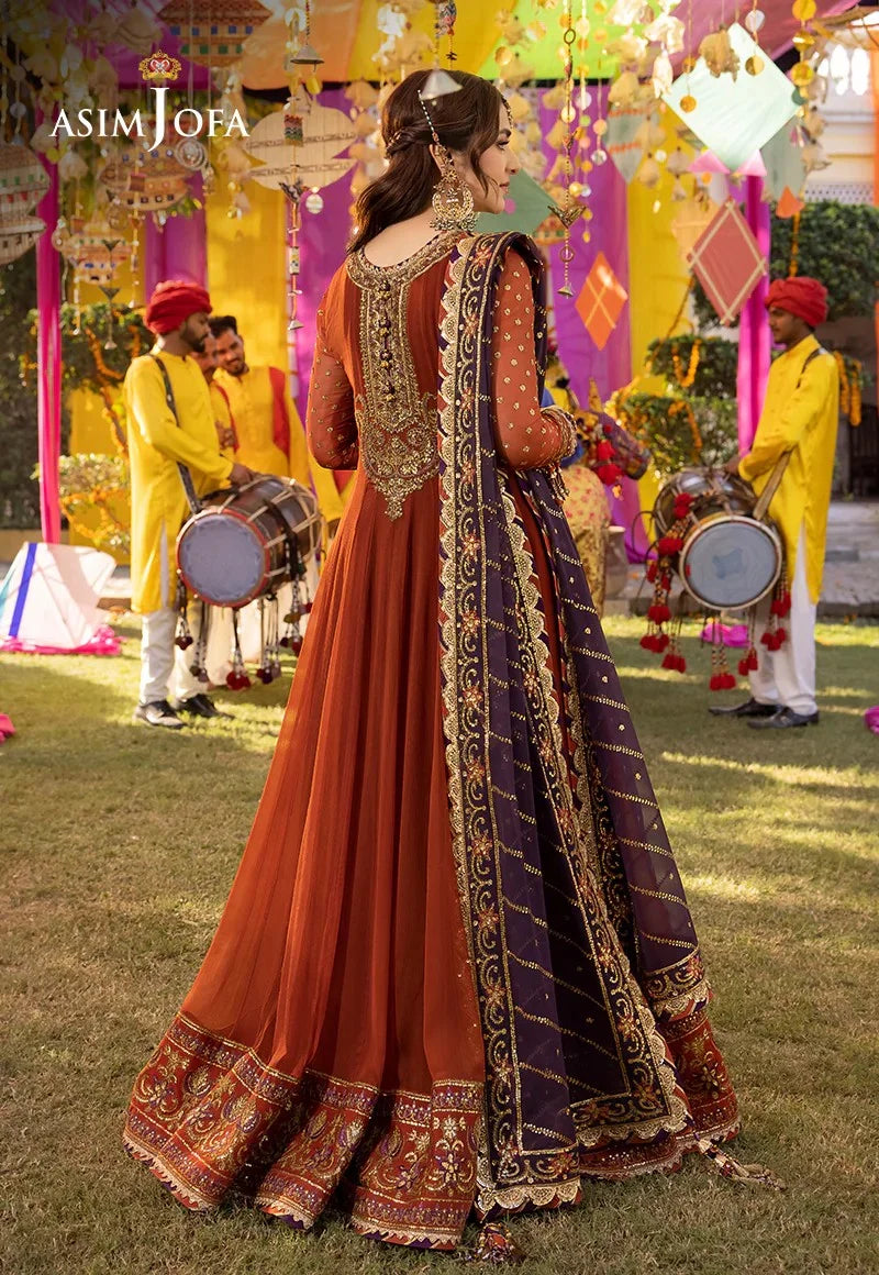 Asim Jofa Luxury Embroidered Chiffon Frock 3 Piece Unstitched