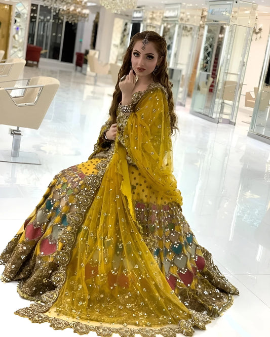 Kashee Wedding Mayo Collection Luxury Net Embroidered 3 piece Unstitched
