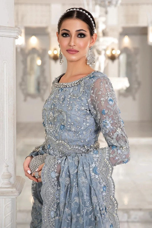 Maria B Ice Blue Exclusive Saree