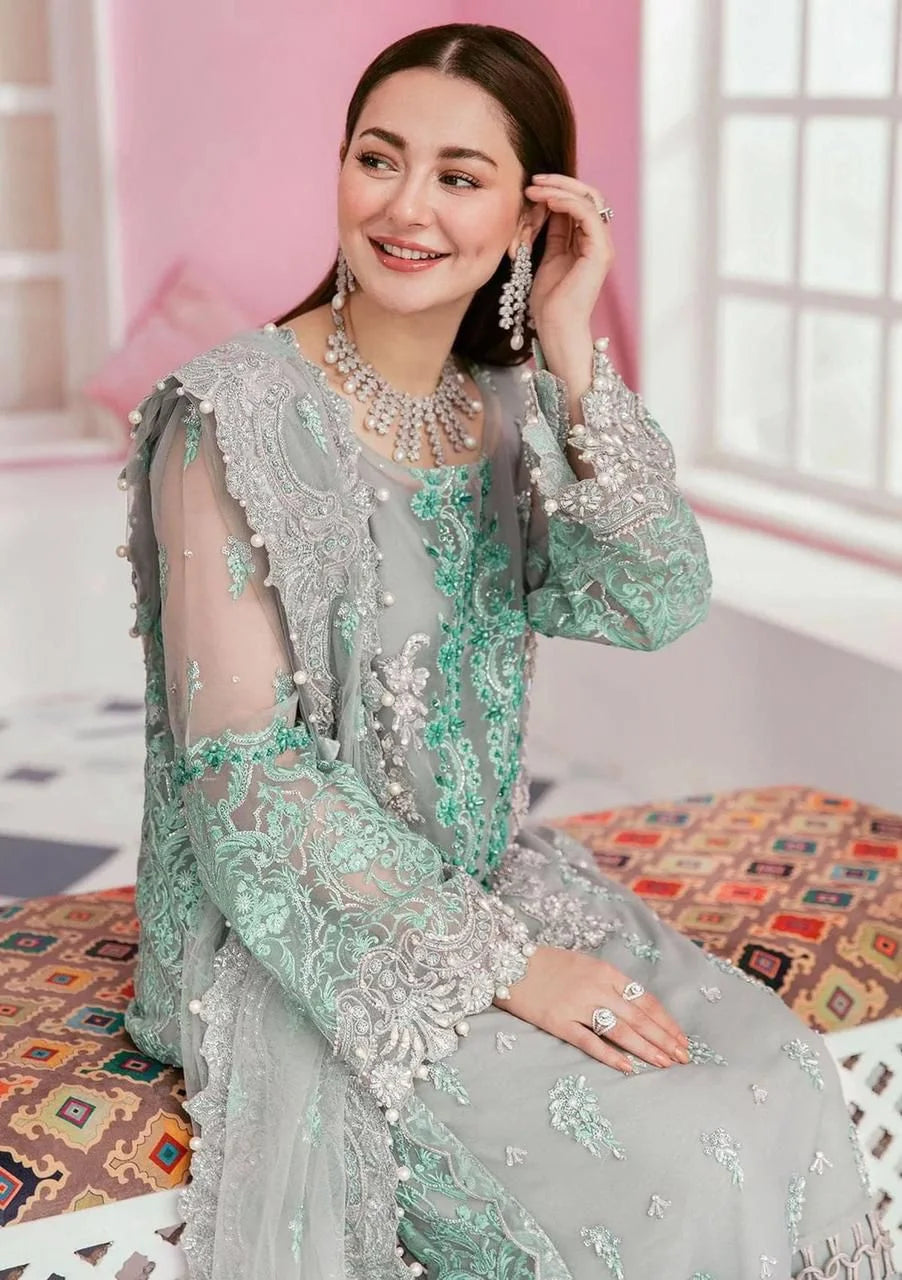 Elaf Green Hand Work Organza Embroidered 3 Piece Unstitched