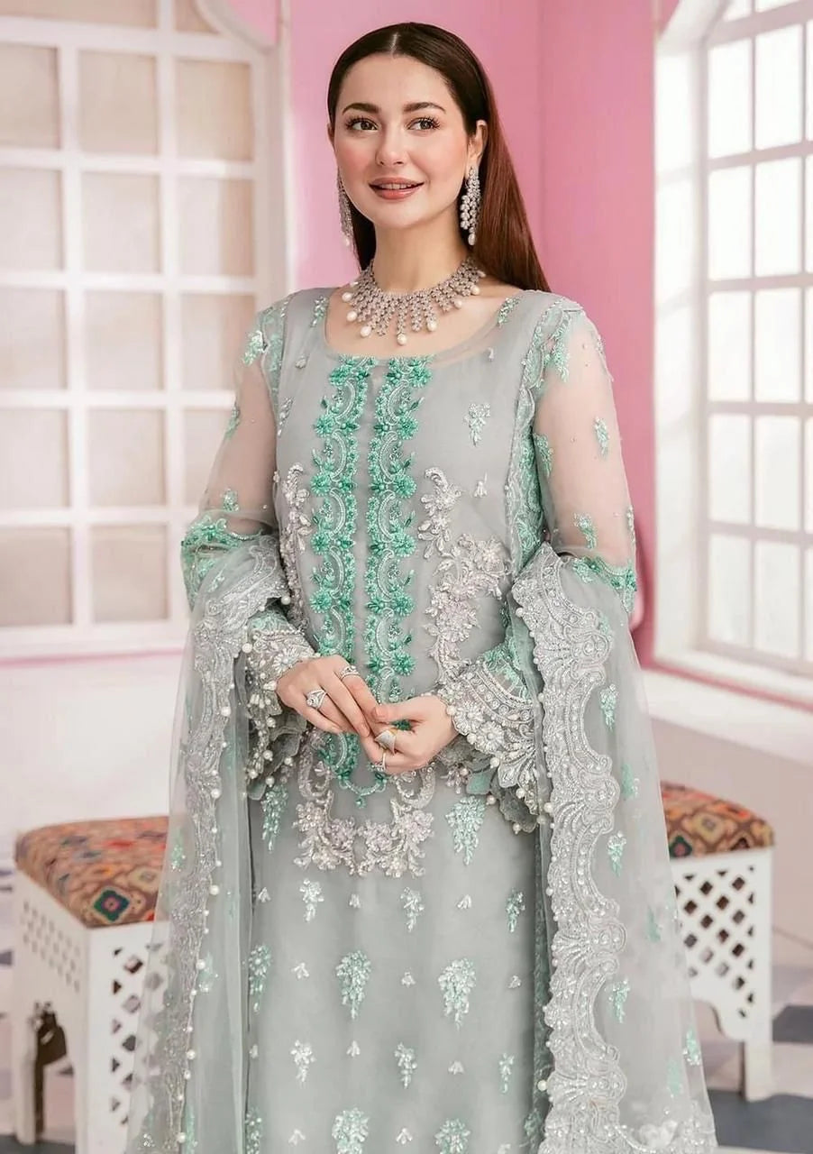 Elaf Green Hand Work Organza Embroidered 3 Piece Unstitched