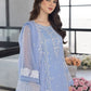 Azure Sky Blue Thread Work Luxury Embroidery Dress 3 Piece Unstitched