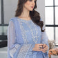 Azure Sky Blue Thread Work Luxury Embroidery Dress 3 Piece Unstitched