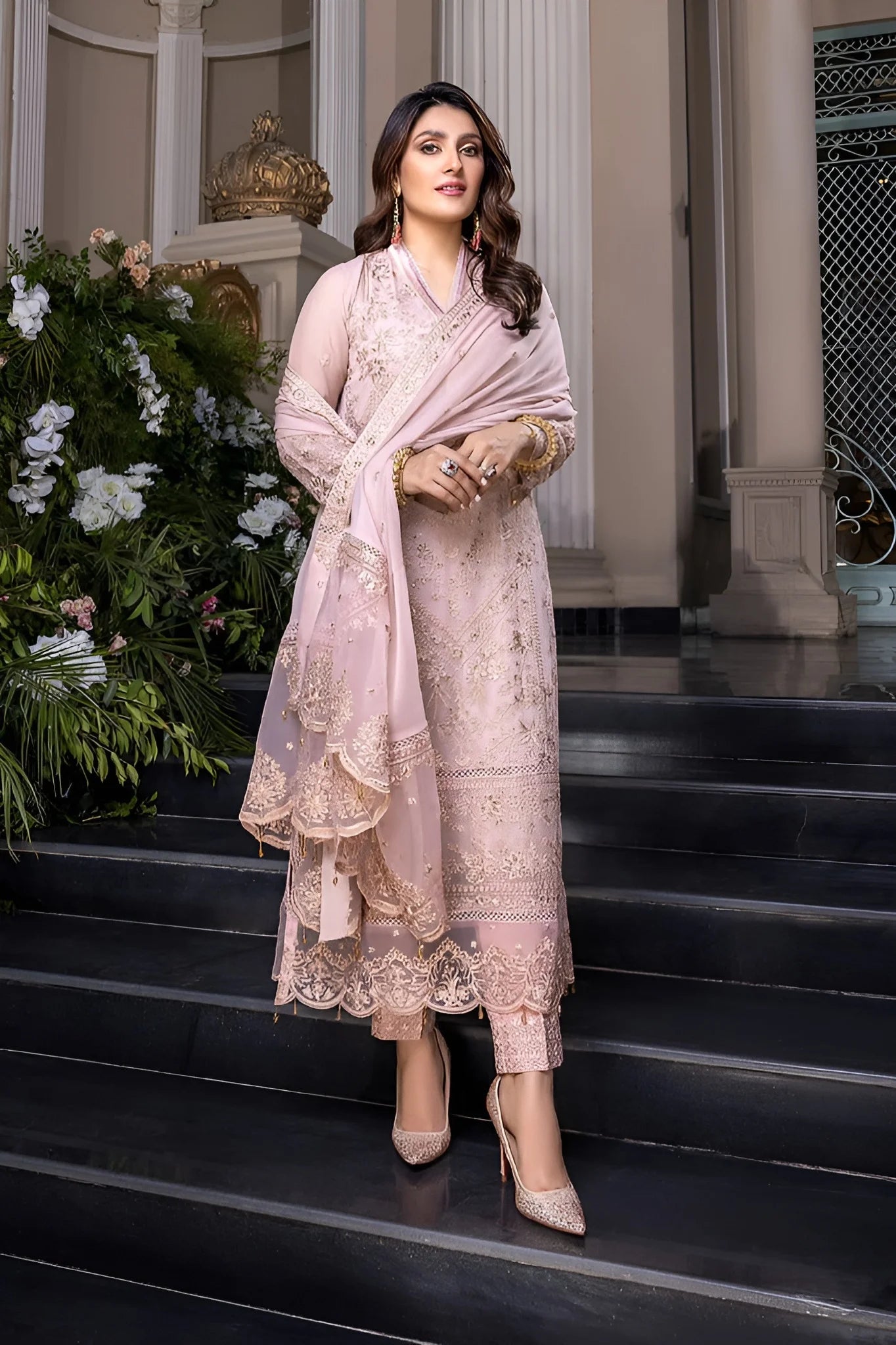 Azure luxury Chiffon Embroidered 3 Piece Unstitched