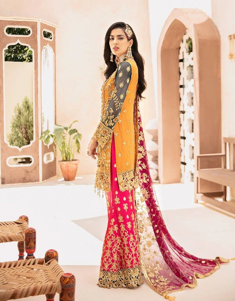 Emaan Adeel Elegant Bridal Collection Luxury Chiffon Dress 3 piece Unstitched