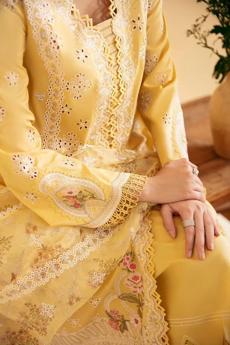 Qalamkar Yellow Luxury Lawn Collection