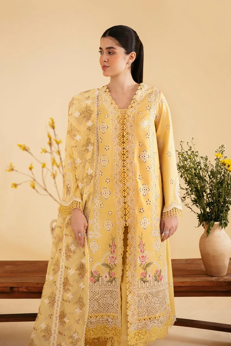 Qalamkar Yellow Luxury Lawn Collection