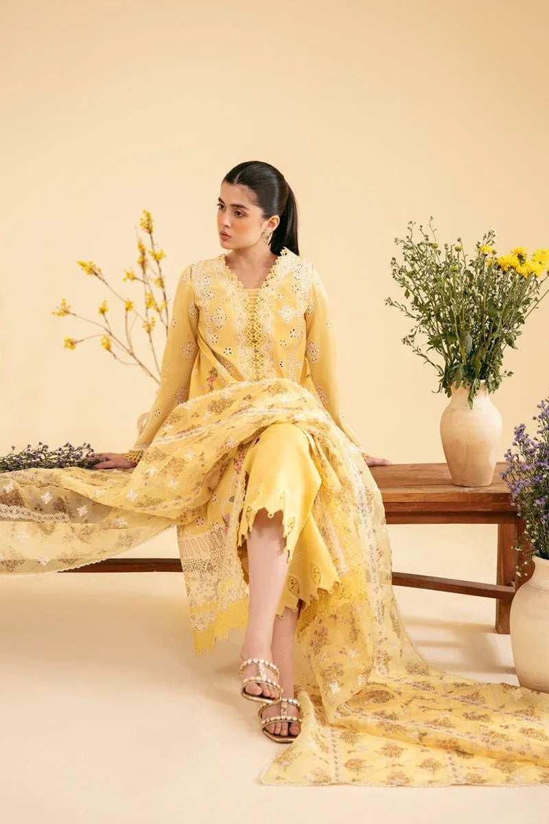 Qalamkar Yellow Luxury Lawn Collection