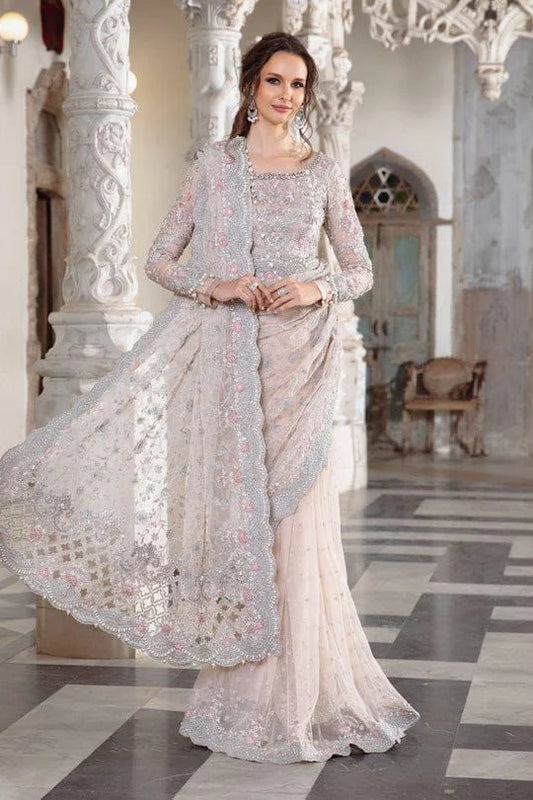 Maria B Ice Blue Exclusive Saree