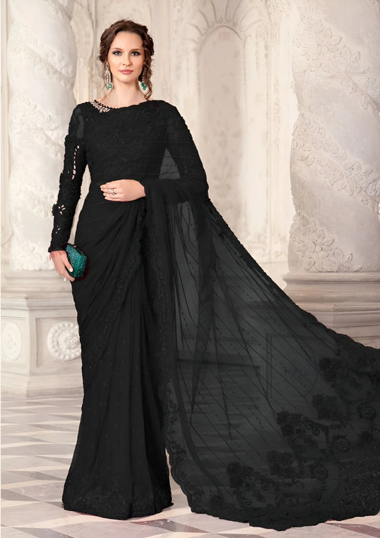 Maria B Ice Blue Exclusive Saree