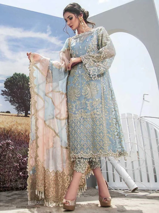 Agha Noor organza Luxury Emb Collection 3 Piece Unstitch
