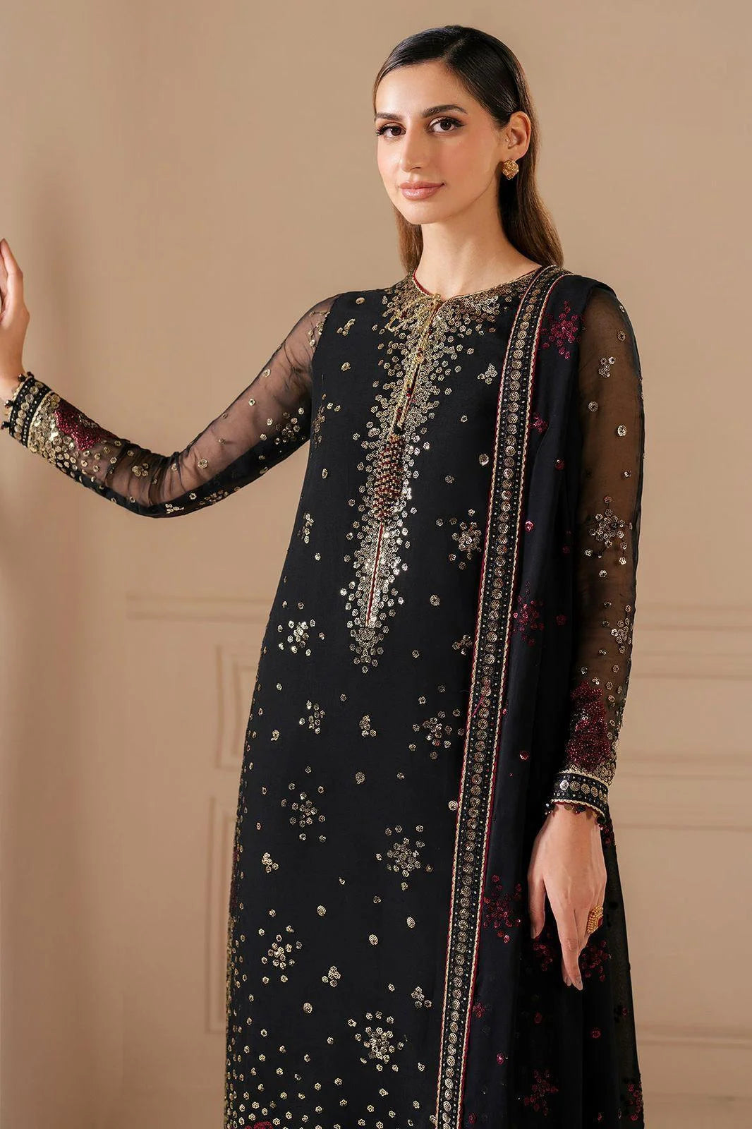 Jazmin Luxury Chiffon Embroidered 3 Piece Unstitched