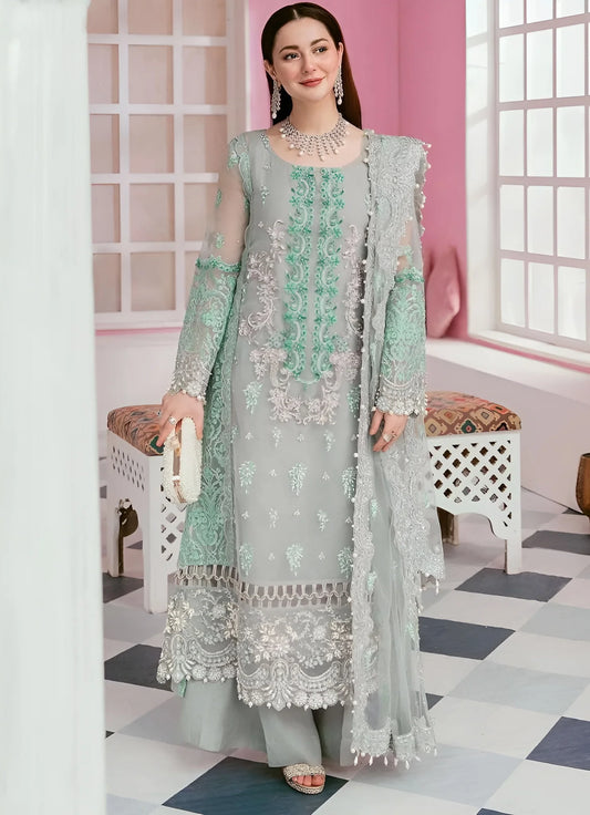 Elaf Green Hand Work Organza Embroidered 3 Piece Unstitched