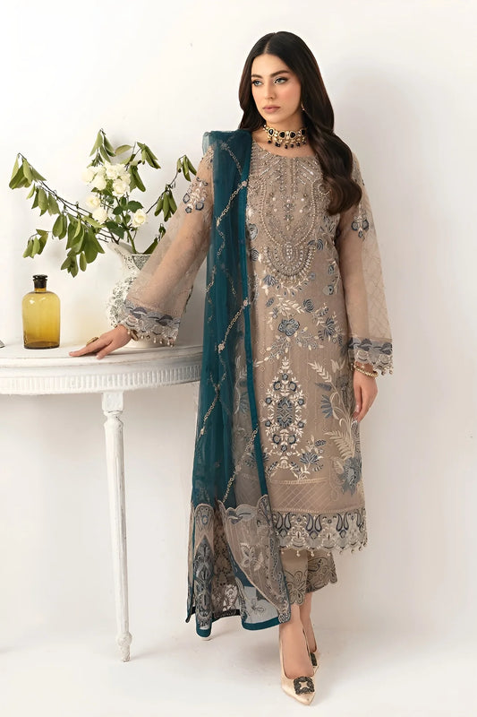 Ramsha Embroidered Chiffon 3 Piece Unstitched