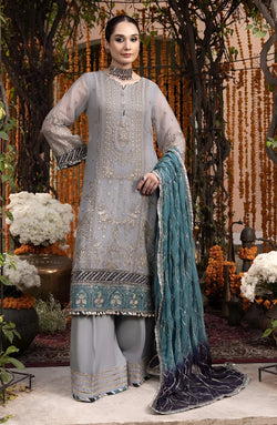 Adan Libas Chiffon Embroidered Unstitched Collection RANG-E-MEHFIL 005