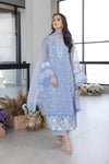 Azure Sky Blue Thread Work Luxury Embroidery Dress 3 Piece Unstitched