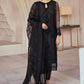 Mushq Black Formal Net Embroidered With Handwork 3 Piece Unstitched