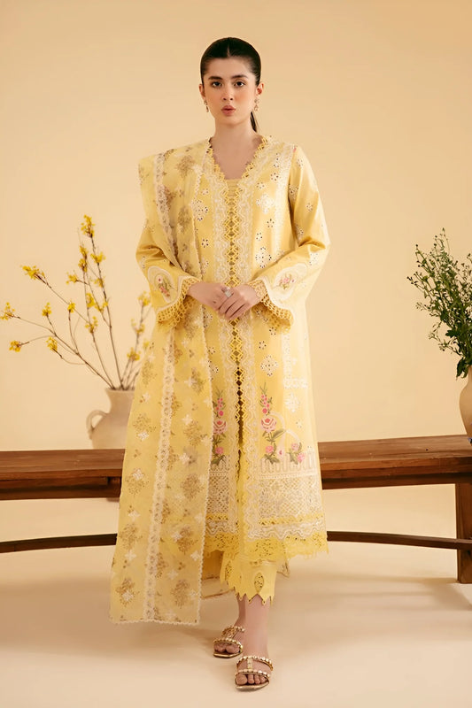 Qalamkar Yellow Luxury Lawn Collection