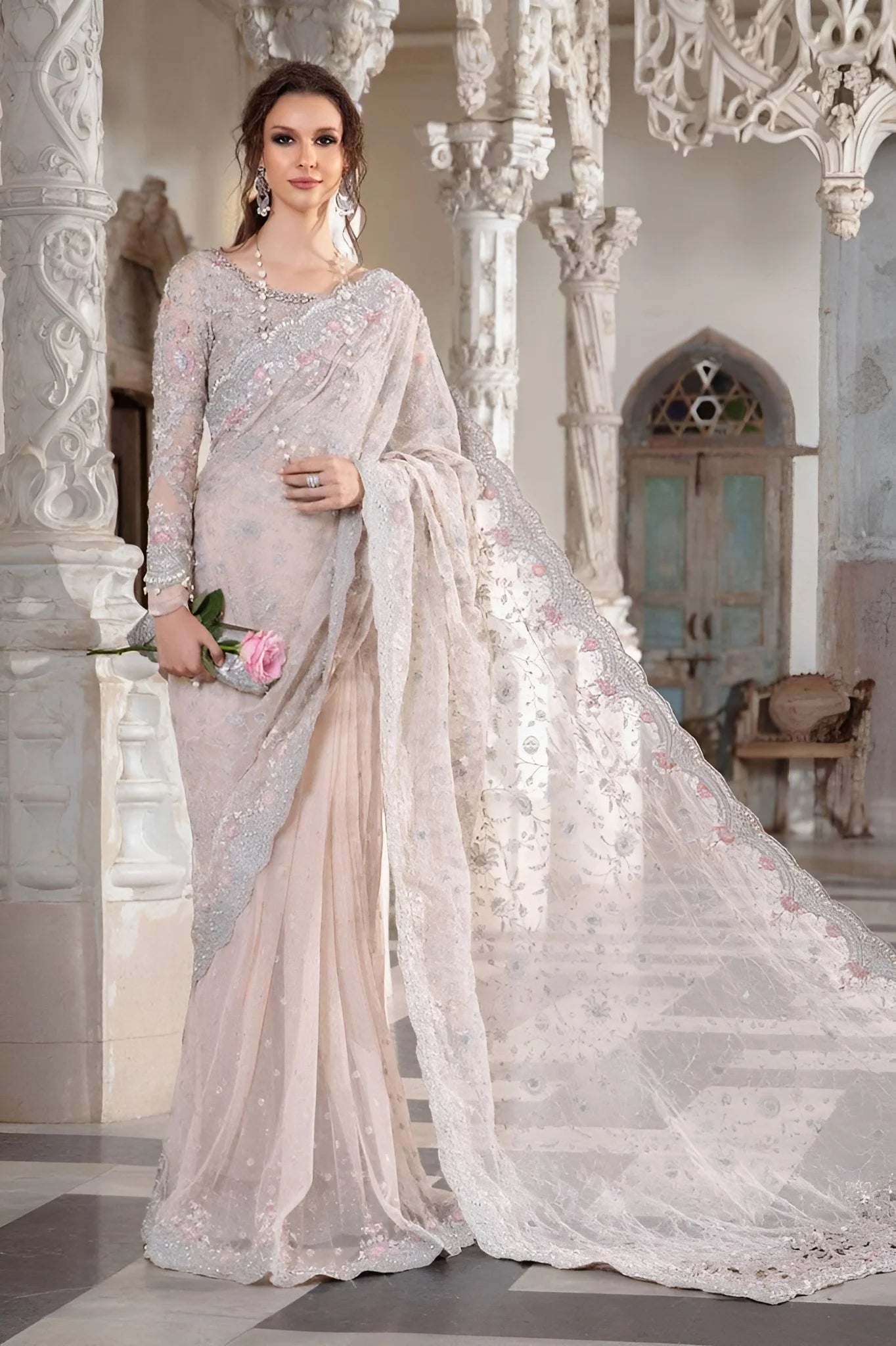 Maria B Ice Blue Exclusive Saree