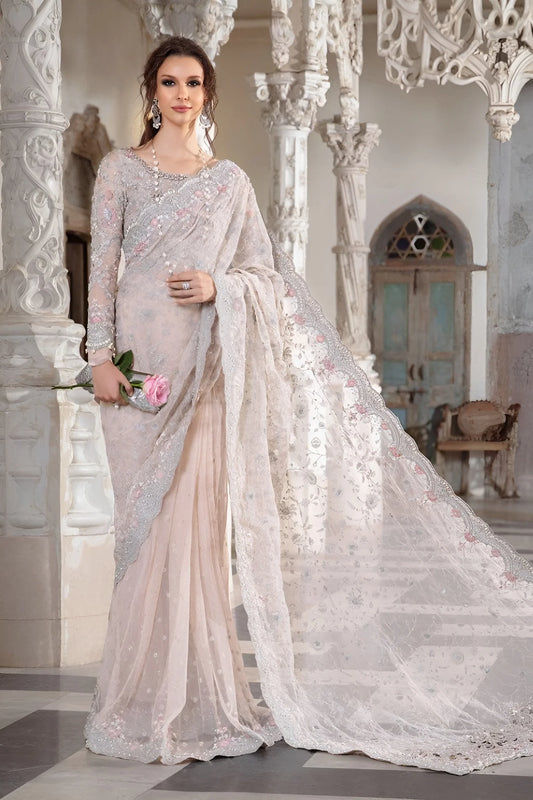 Maria B Ice Blue Exclusive Saree