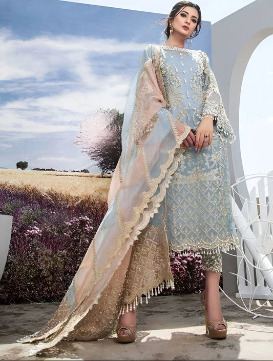 Agha Noor organza Luxury Emb Collection 3 Piece Unstitch