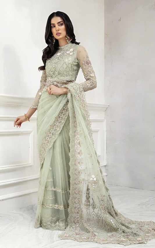 Maria B Luxury Embroidered Net Saree unstitched