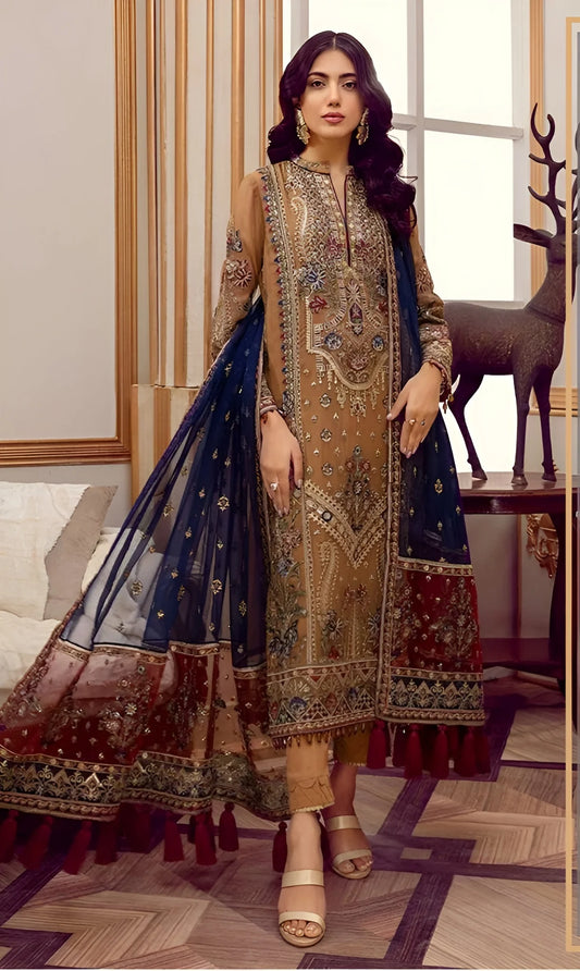 Adan Libas Organza Embroidery Dress 3piece Unstitched