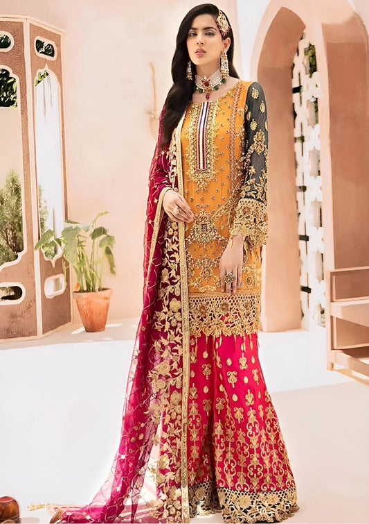 Emaan Adeel Elegant Bridal Collection Luxury Chiffon Dress 3 piece Unstitched