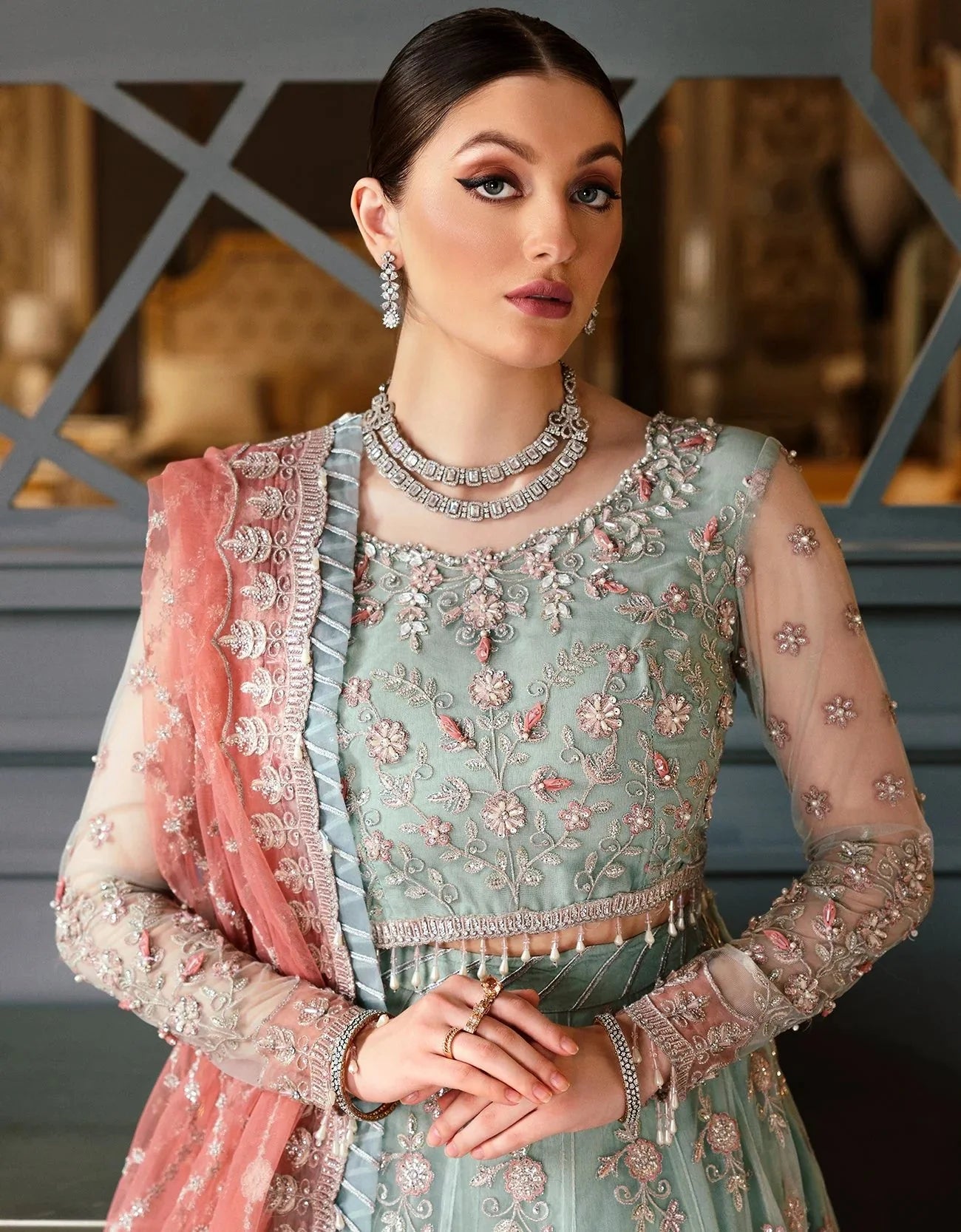 Emaan Adeel Luxury Net Embroidered 3 Piece Unstitched