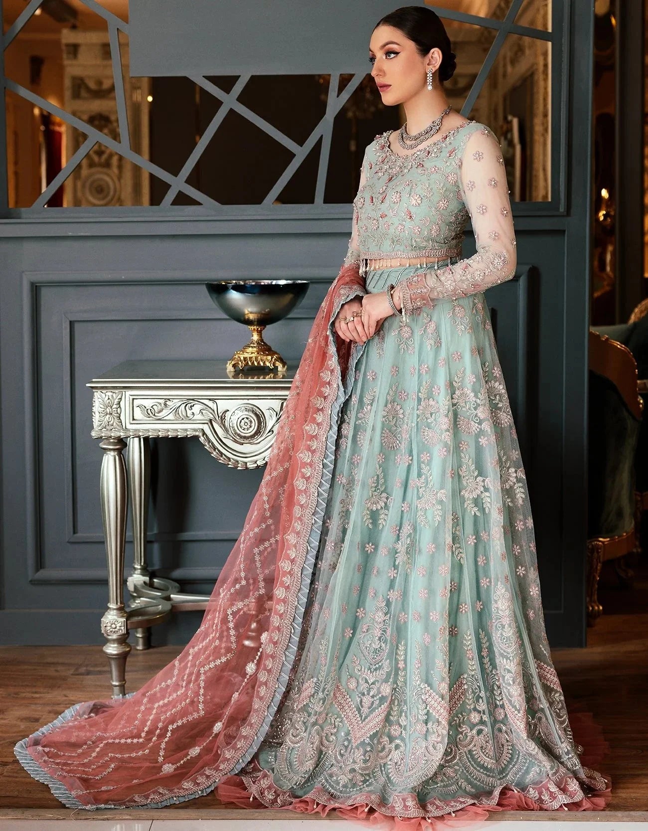 Emaan Adeel Luxury Net Embroidered 3 Piece Unstitched