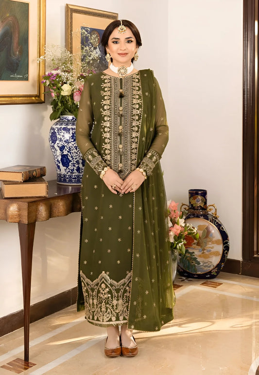 Asim Jofa Luxury Embroidered Chiffon 3 Piece Unstitched