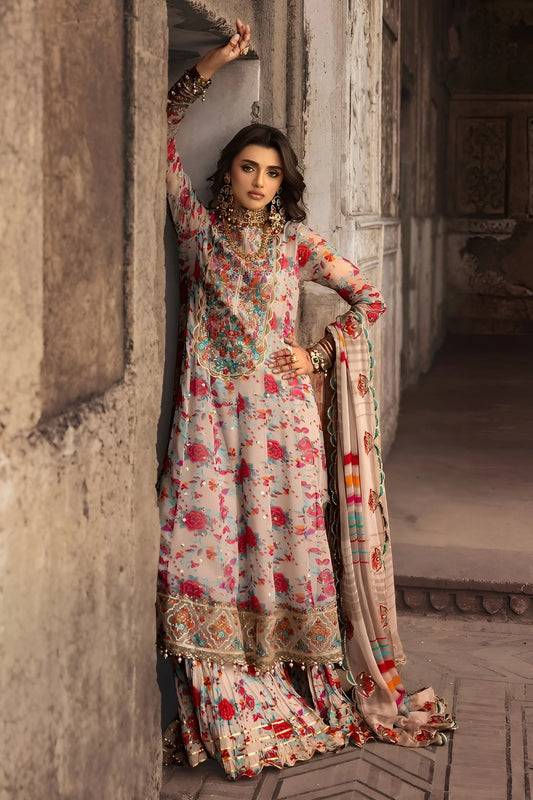 Charizma Embroidered Multi Floral Luxury Chiffon 3 piece Unstitched