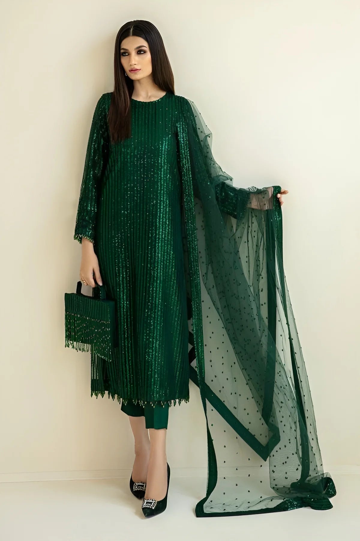 Baroque Luxury Chiffon Embroidered Dress 3 Piece Unstitched