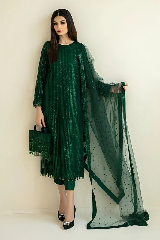 Baroque Luxury Chiffon Embroidered Dress 3 Piece Unstitched
