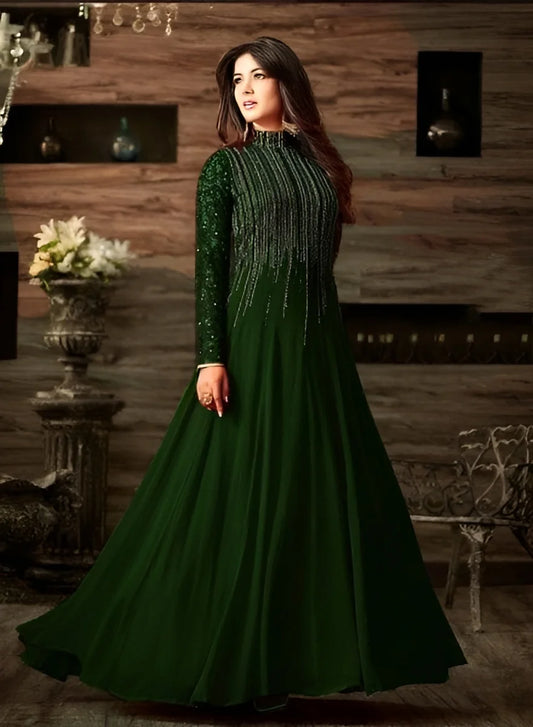 Indian Luxury Chiffon Maxi Embroidered 3 Piece Unstitched